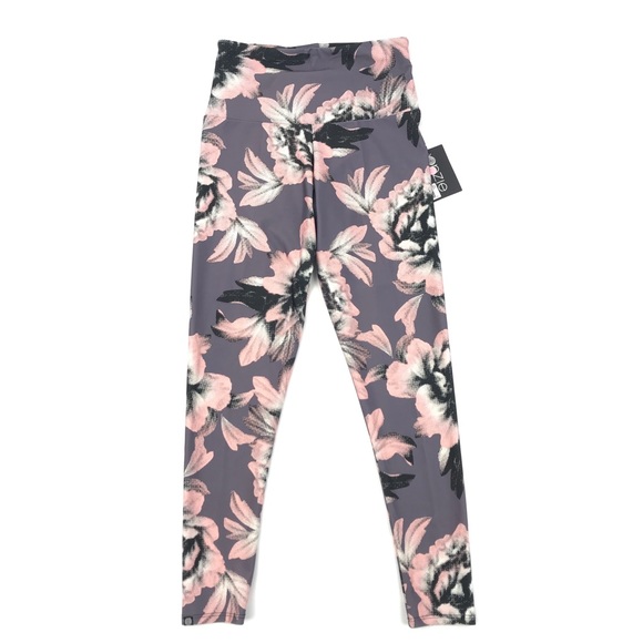 Onzie Womens High Waist Midi Pink Floral Leggings - Picture 2 of 3